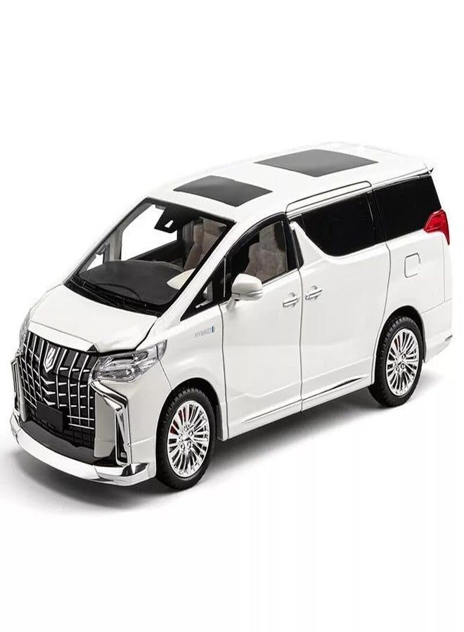 BlackZone Compatible for 1/18 Big Toyota Alphard Toy Car Metal Pull Back Diecast Car with Openable Door, Sound and Lights, Vehicles Toys for Gift Boys and Girls (White,1:18 Large) - Image 1